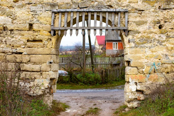 Kapıları Pencereleri Staroselskiy Castle Dik Dik Selo Lviv Bölgesi Ukrayna — Stok fotoğraf