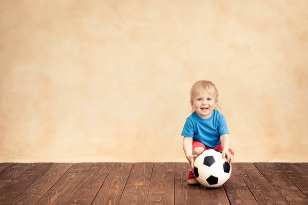 Dítě Předstírat Fotbalista Úspěch Vítěz Koncepce — Stock fotografie