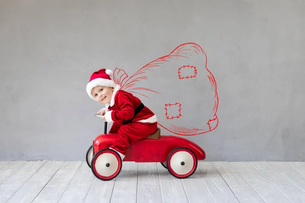 Gelukkig Kind Thuis Betalen Kind Plezier Kerstmis Xmas Concept Van — Stockfoto
