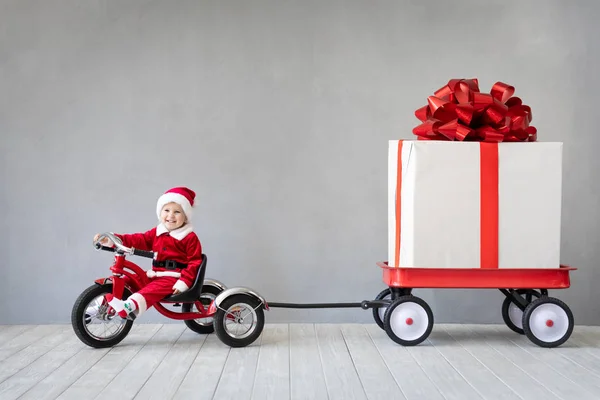 Happy Child Paying Home Kid Having Fun Christmas Time Xmas — Stock Photo, Image