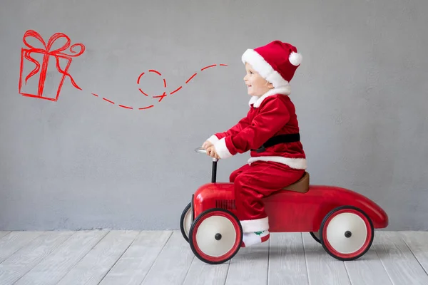 Gelukkig Kind Thuis Betalen Kind Plezier Kerstmis Xmas Concept Van — Stockfoto