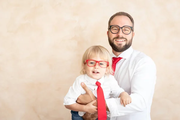 Man Child Home Father Son Having Fun Together Family Holiday — Stock Photo, Image