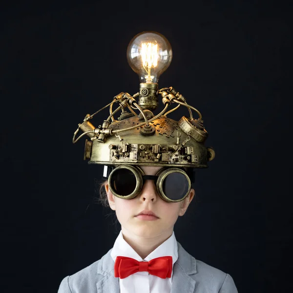 Child with toy virtual reality headset — Stock Photo, Image