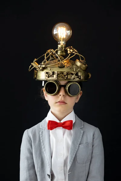 Child with toy virtual reality headset — Stock Photo, Image