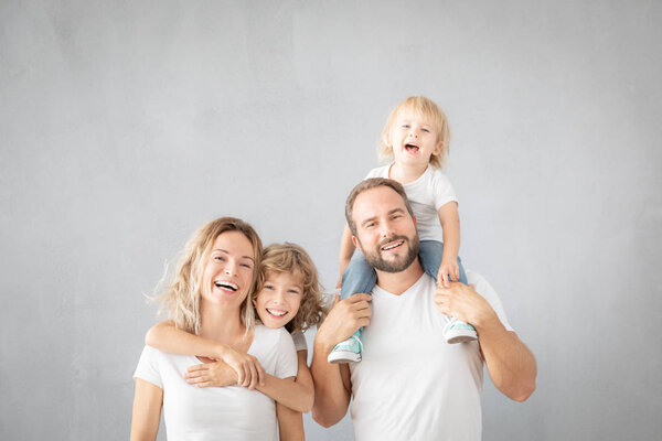 Parents with children having fun at home