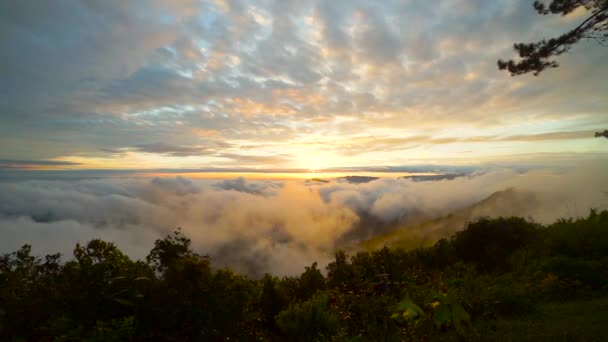 Salida Del Sol Nube Mirador Montaña Invierno 2018 — Vídeos de Stock