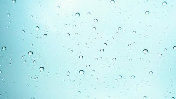Капля Воды Пузырька Дождя Стеклянном Фоне — стоковое видео