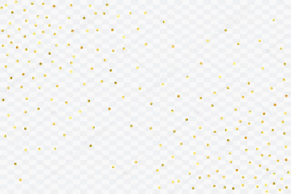 Foil gold confetti. Glitter vector celebrate background. Watercolor golden sparkles and dots. Voucher backdrop. Luxury invitation card template. Falling gold confetti. Glitter background.