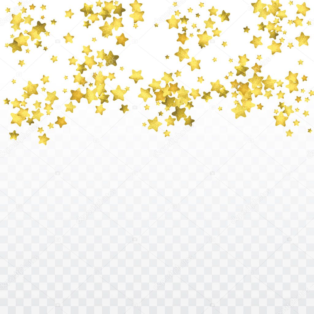 Round gold confetti. Glow vector celebrate background. Watercolor golden sparkles and dots. Voucher backdrop. Christmas party invitation card template. Falling gold confetti. Glitter background.