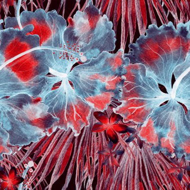 Egzotik desen. Yaz suluboya arka plan.