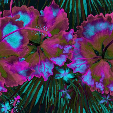 Egzotik desen. Yaz suluboya arka plan.