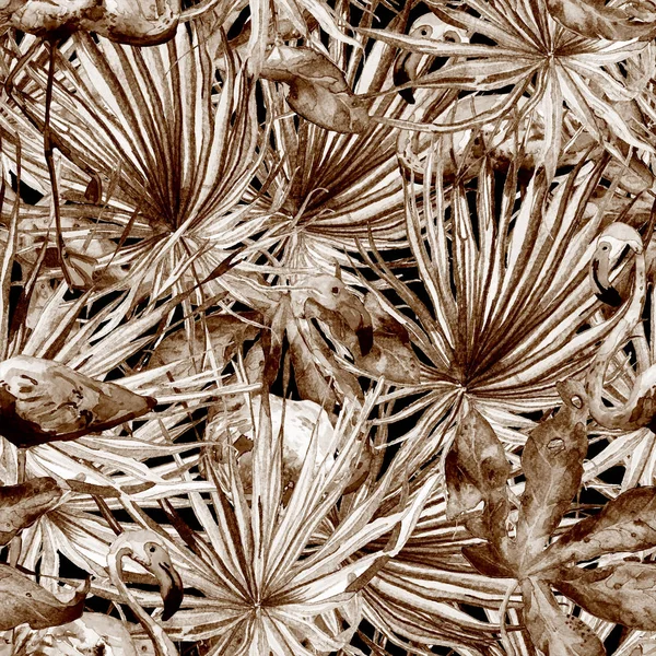 Flamingo desen. Yaz suluboya arka plan.