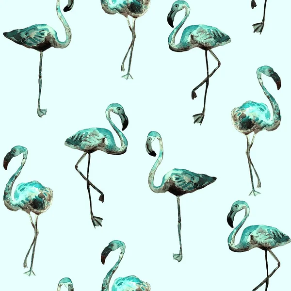 Flamingo patroon. Zomer aquarel achtergrond. — Stockfoto