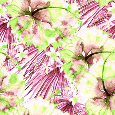 Egzotik desen. Yaz suluboya arka plan.