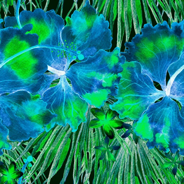 Egzotik desen. Yaz suluboya arka plan.