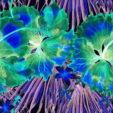 Egzotik desen. Yaz suluboya arka plan.