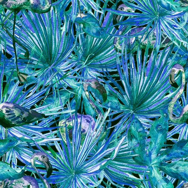 Flamingo desen. Yaz suluboya arka plan.