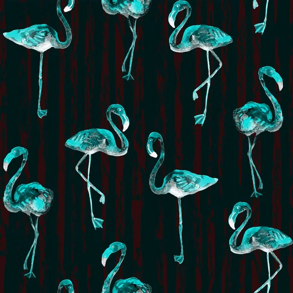 Flamingo desen. Yaz suluboya arka plan.