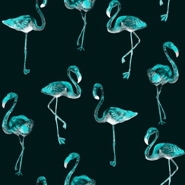 Flamingo desen. Yaz suluboya arka plan.