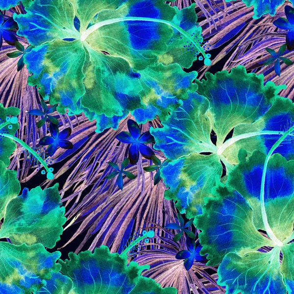 Exotic pattern. Summer watercolor background.
