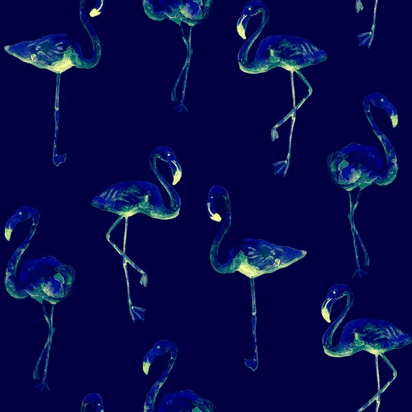 Flamingo patroon. Zomer aquarel achtergrond. — Stockfoto