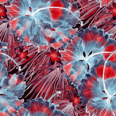 Egzotik desen. Yaz suluboya arka plan.