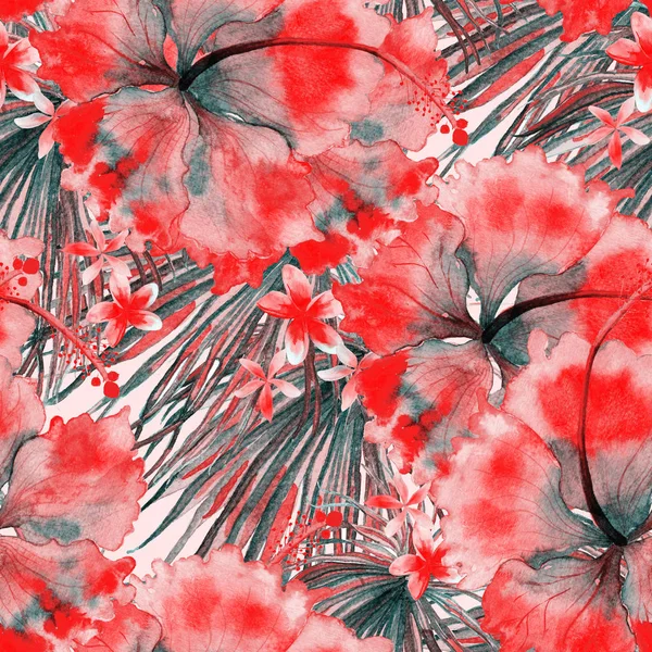 Exotic pattern. Summer watercolor background. — Stock Photo, Image