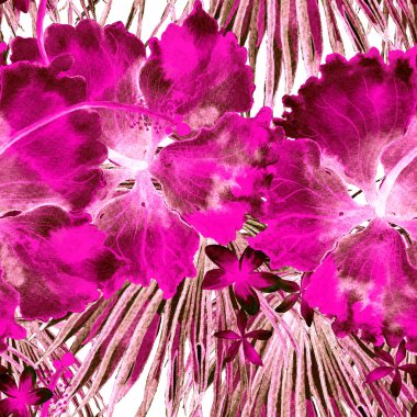 Egzotik desen. Yaz suluboya arka plan.