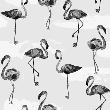 Flamingo desen. Yaz suluboya arka plan.