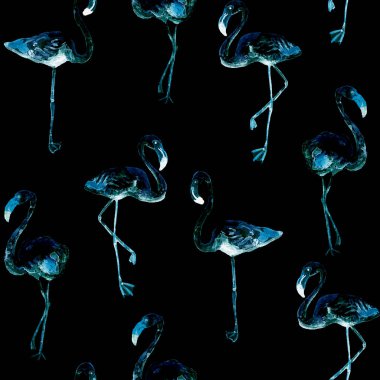 Flamingo desen. Yaz suluboya arka plan.
