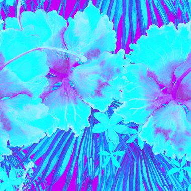 Egzotik desen. Yaz suluboya arka plan.