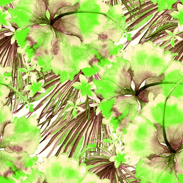 Exotic pattern. Summer watercolor background.
