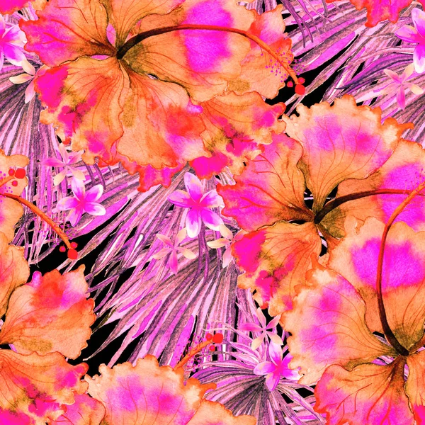 Exotic pattern. Summer watercolor background.
