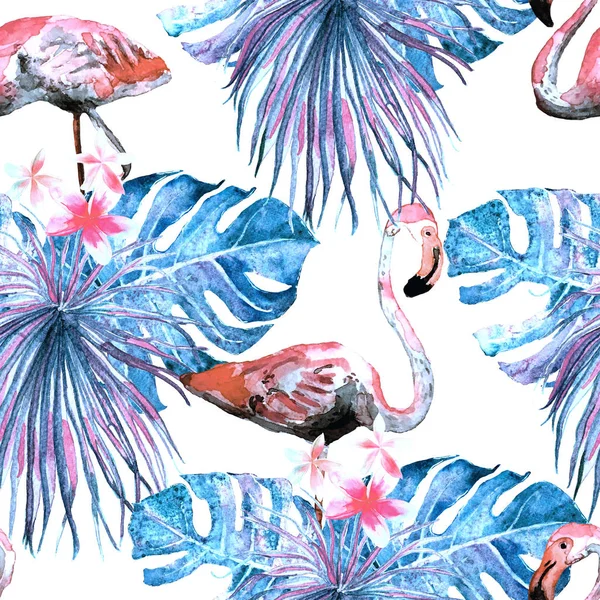 Το Flamingo μοτίβο. Καλοκαίρι ακουαρέλα φόντο. — Φωτογραφία Αρχείου