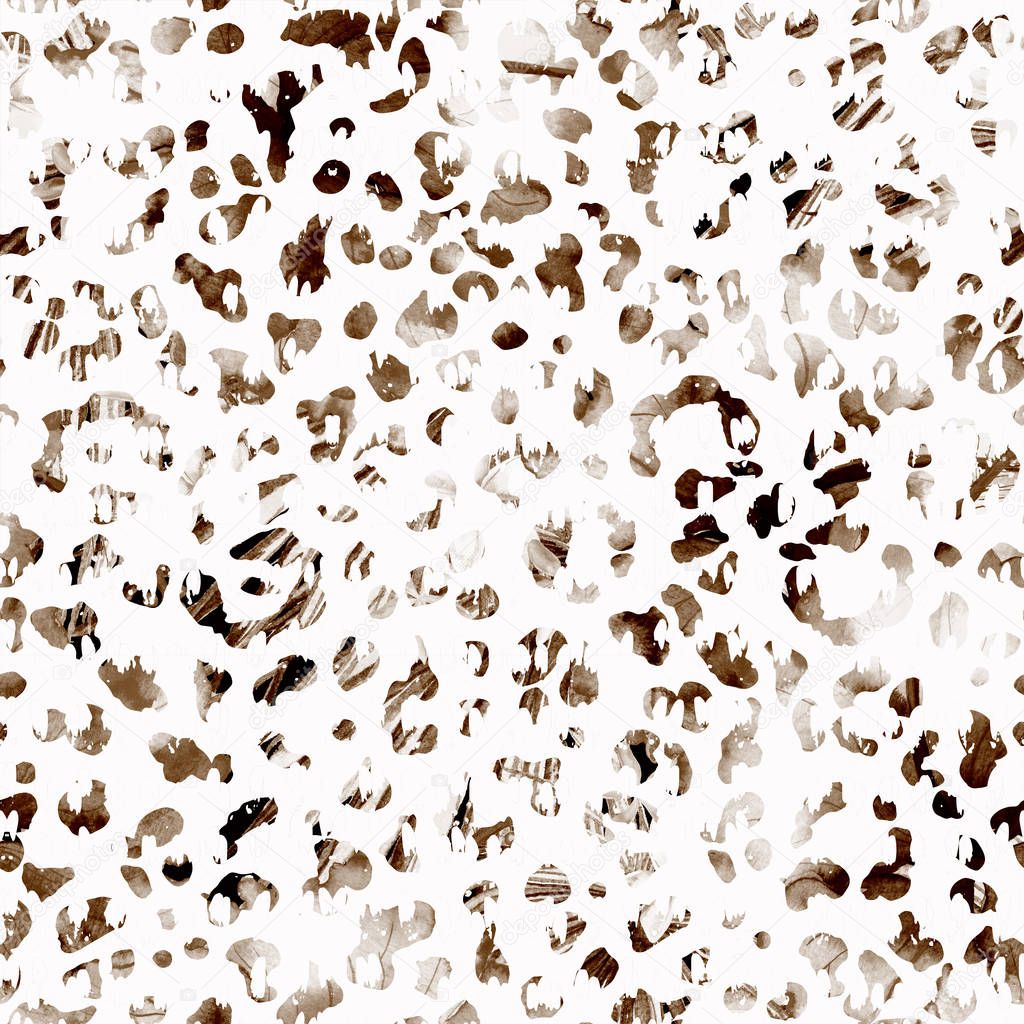 Leopard seamless watercolor pattern.