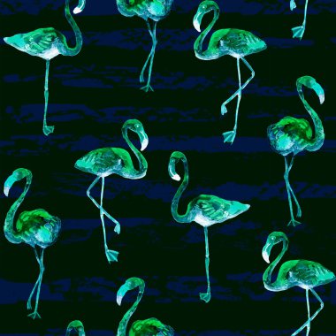 Flamingo desen. Yaz suluboya arka plan.