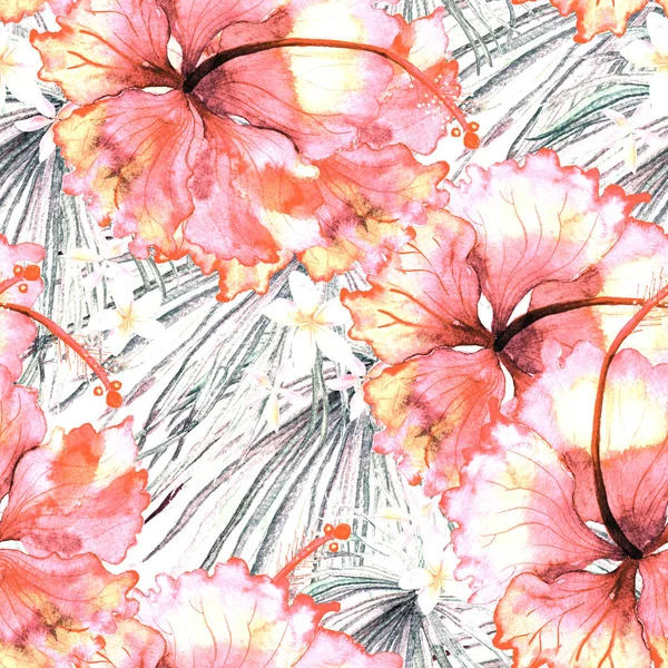Exotic pattern. Summer watercolor background. — Stock Photo, Image