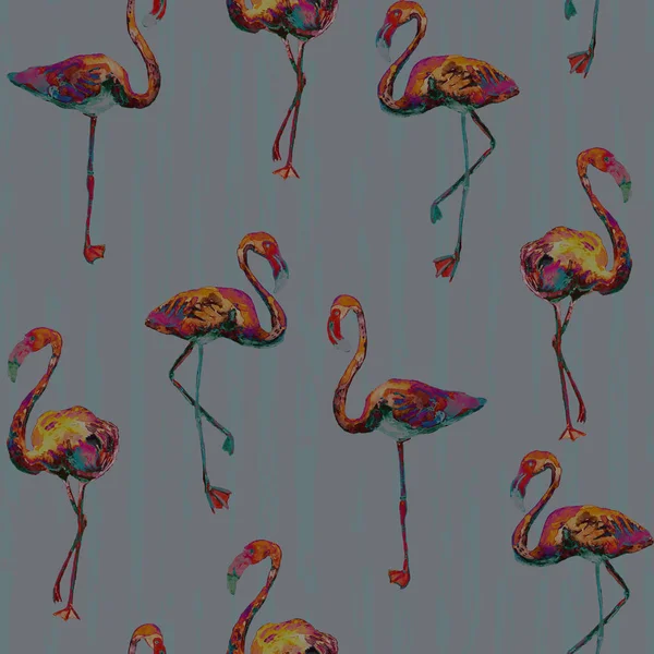 Flamingo patroon. Zomer aquarel achtergrond. — Stockfoto