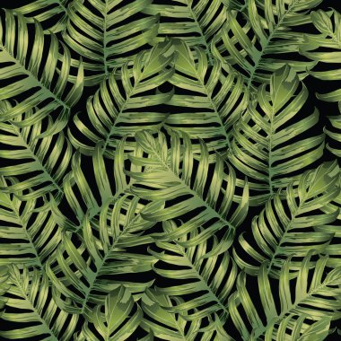 Palm Monstera egzotik Seamless modeli. 