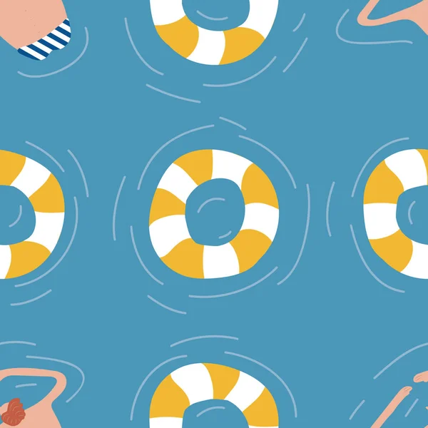Zwemmers in het zwembad naadloze patroon. — Stockvector