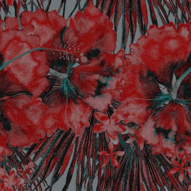 Egzotik desen. Yaz suluboya arka plan.