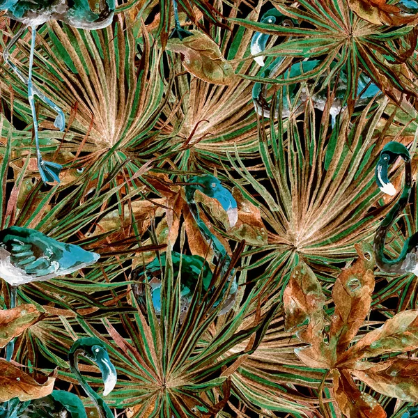 Flamingo desen. Yaz suluboya arka plan.