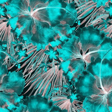 Egzotik desen. Yaz suluboya arka plan.