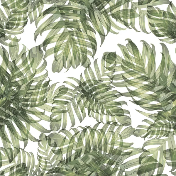 Palm Monstera Seamless Pattern. — Stock Vector