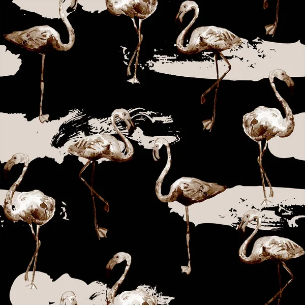 Flamingo desen. Yaz suluboya arka plan.