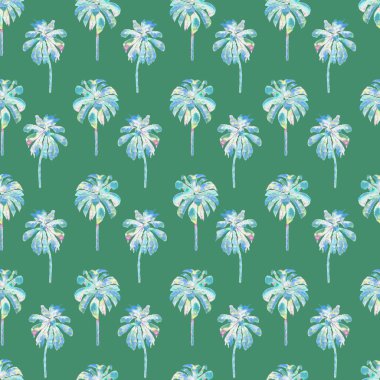 Palmiye desen. Egzotik suluboya Seamless Modeli
