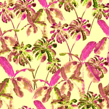 Palmiye desen. Suluboya muz ağacı sorunsuz Yazdır. 