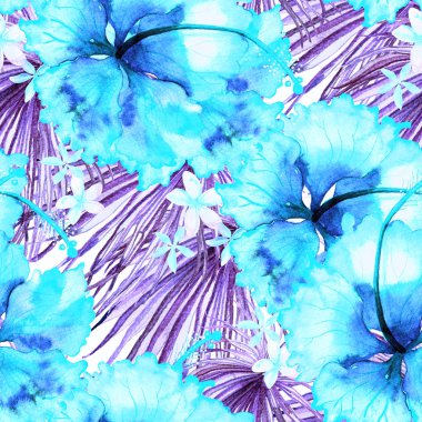 Egzotik desen. Yaz suluboya arka plan.