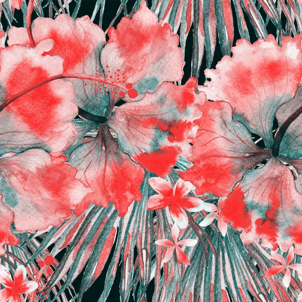 Exotic pattern. Summer watercolor background.