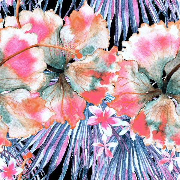 Exotic pattern. Summer watercolor background.